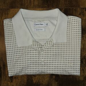 Calvin Klein Men's White and Brown Polo Shirt